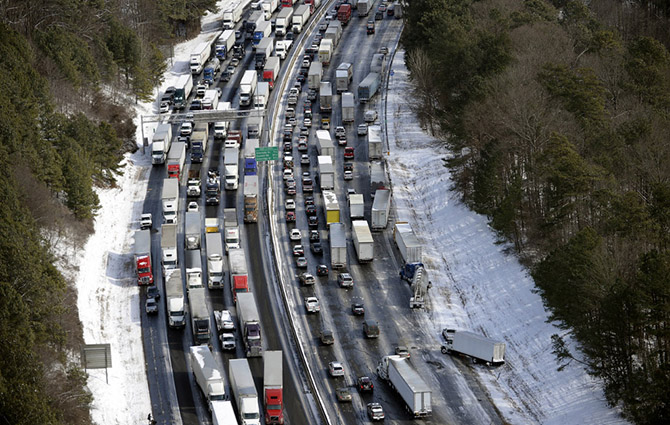 Снегопады и ледяные дожди на юге США