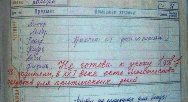 Смешные записи в дневниках школьников (50 фото)