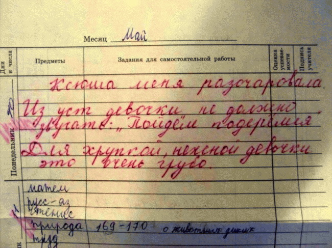Смешные записи в дневниках школьников (50 фото)