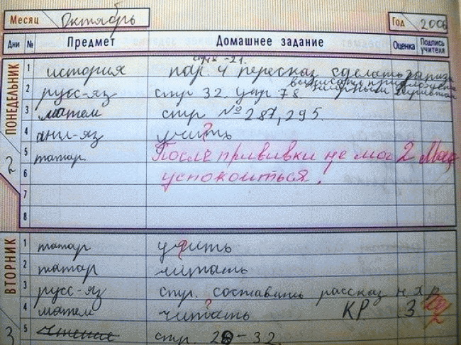 Смешные записи в дневниках школьников (50 фото)