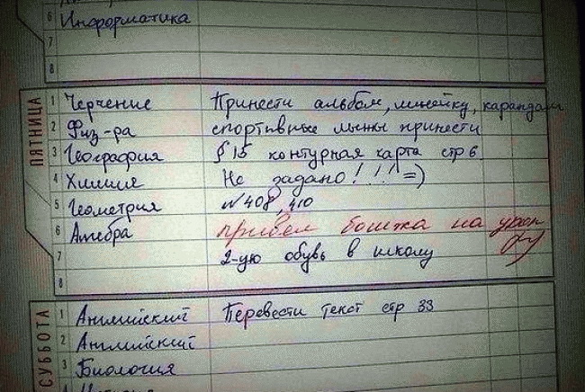 Смешные записи в дневниках школьников (50 фото)