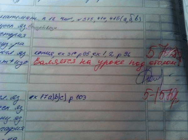 Смешные записи в дневниках школьников (50 фото)