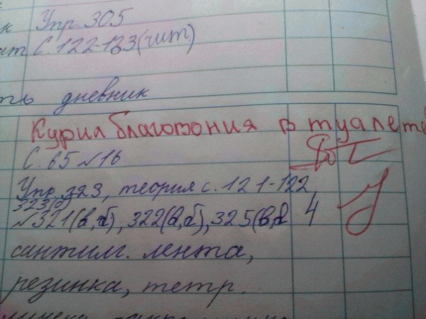 Смешные записи в дневниках школьников (50 фото)