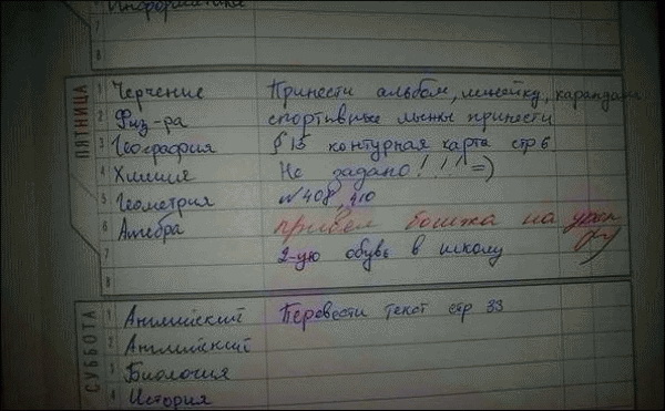 Смешные записи в дневниках школьников (50 фото)