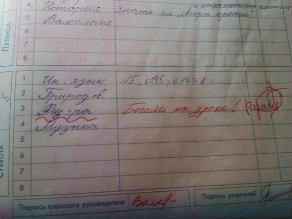 Смешные записи в дневниках школьников (50 фото)