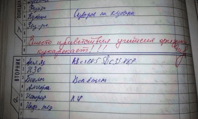 Смешные записи в дневниках школьников (50 фото)