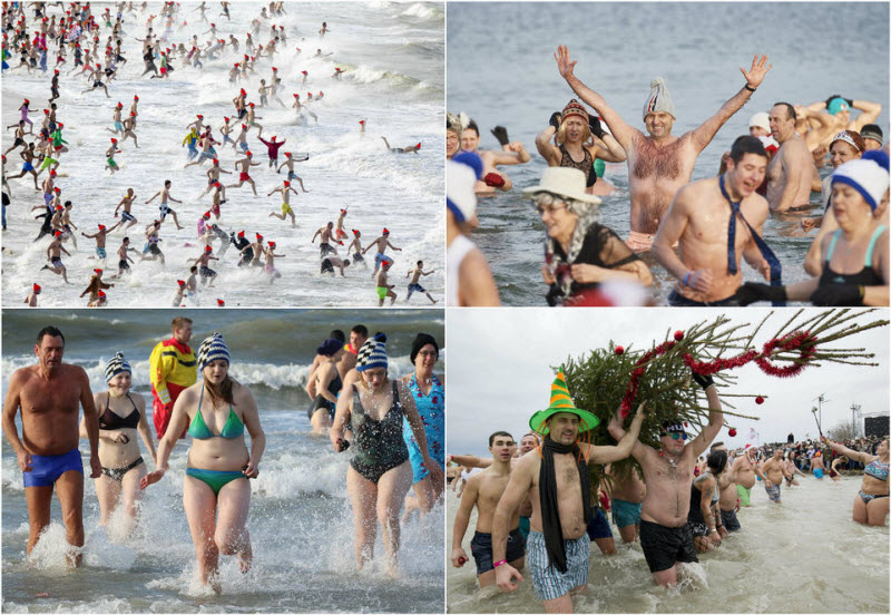Новогодние купания в разных странах мира