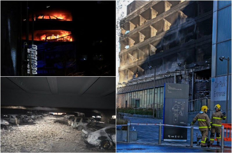 До 1600 автомобилей сожжены до тла на многоэтажной парковке в Ливерпуле