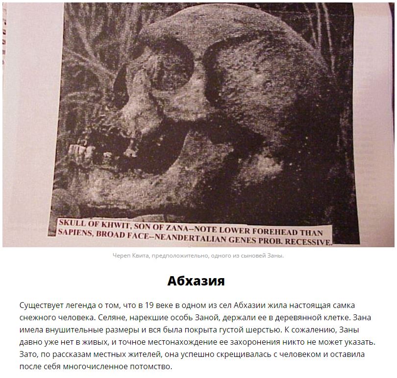 Места, где можно встретить снежного человека