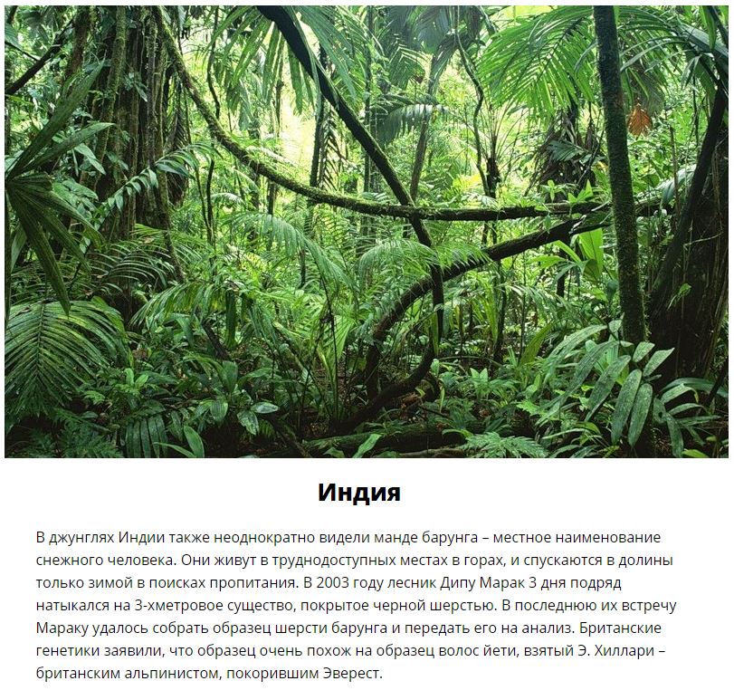 Места, где можно встретить снежного человека