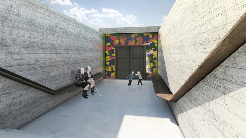 Часовня в форме креста над обрывом в скале