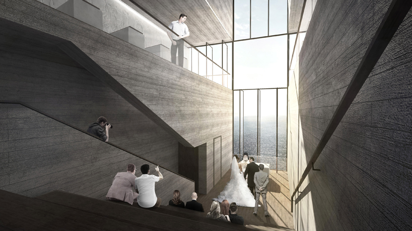 Часовня в форме креста над обрывом в скале