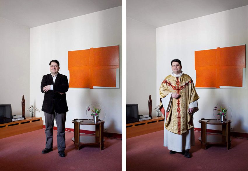 Люди в повседневной одежде и в рабочей униформе