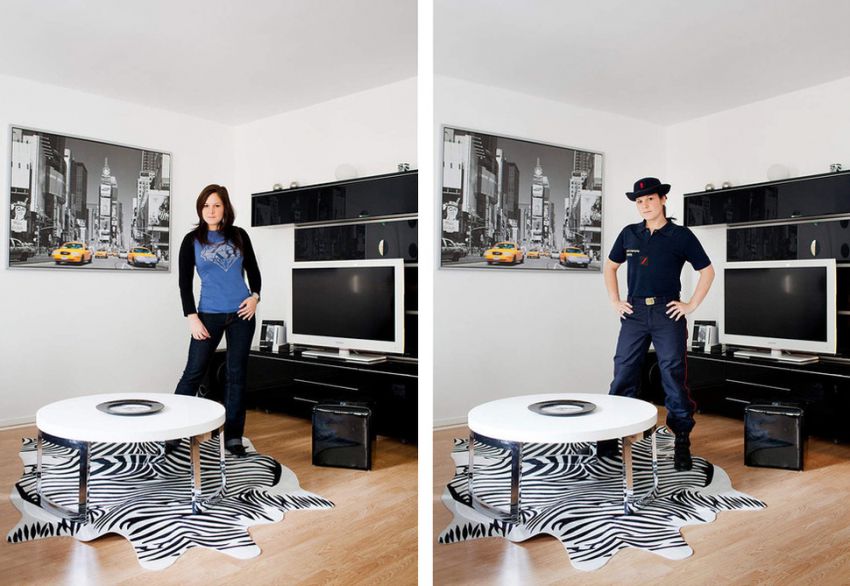 Люди в повседневной одежде и в рабочей униформе