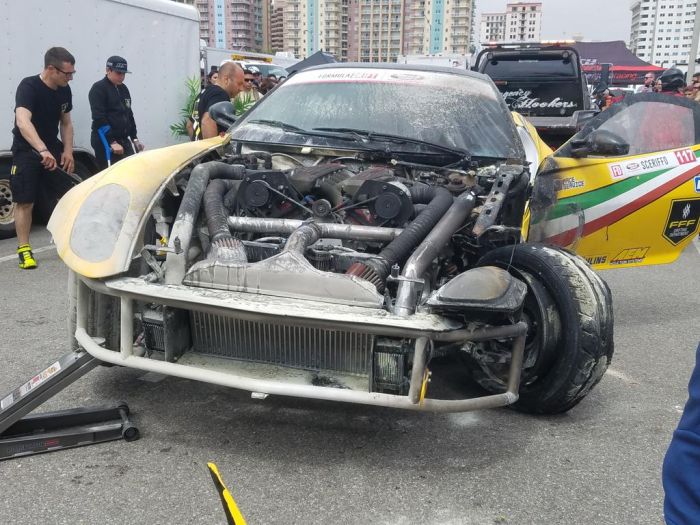 Неудачный дебют Ferrari 599 GTB Fiorano в гонке Formula Drift