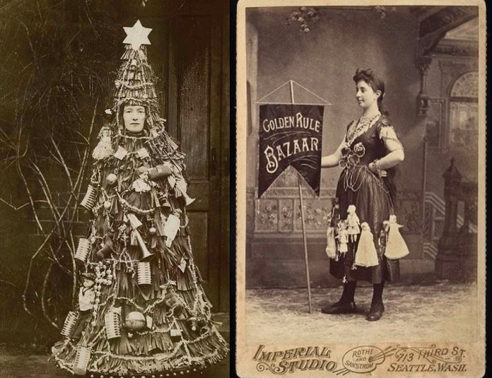 Женщины-баннеры с рекламой на платьях