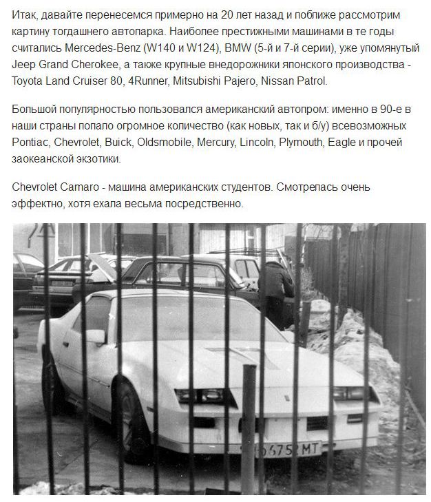 Популярные иномарки 90-х годов
