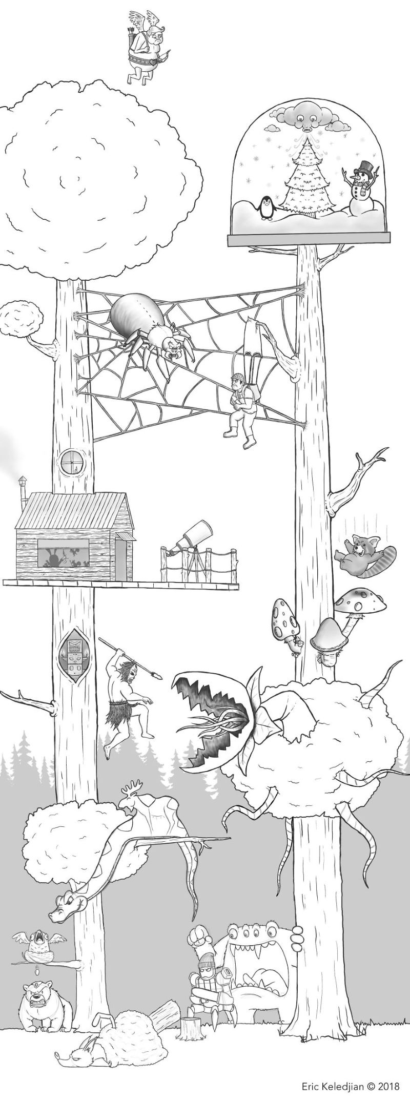 Парень нарисовал медведя и на протяжении 19 дней подселял к нему персонажей