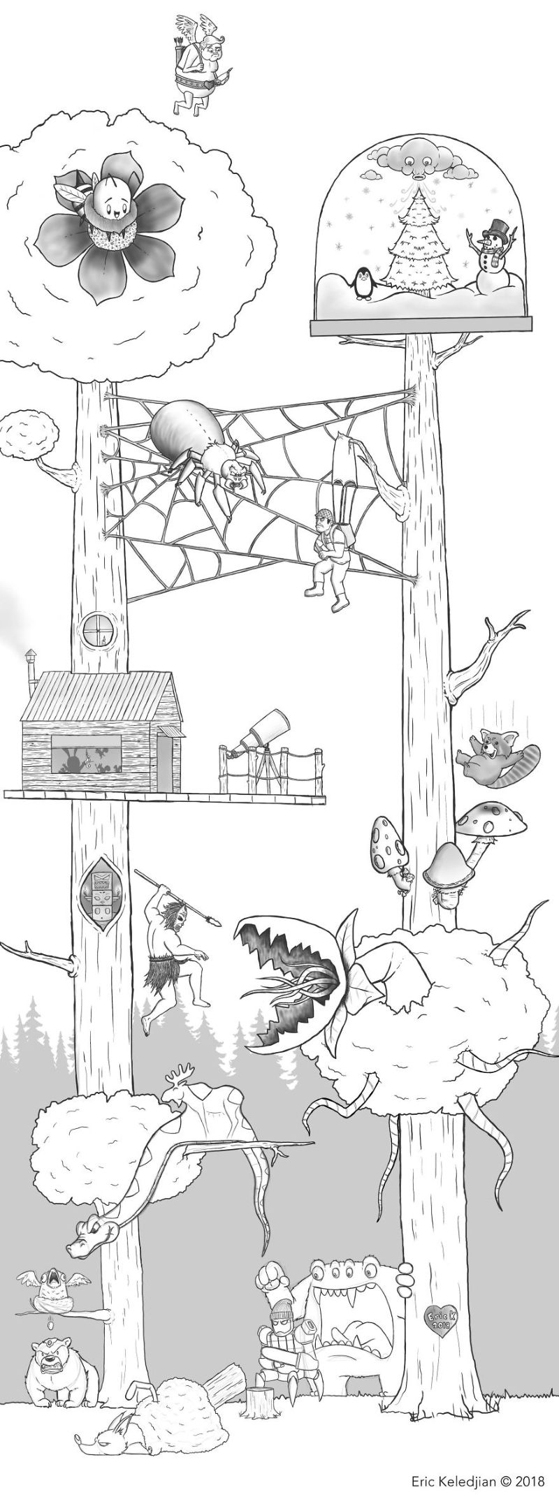 Парень нарисовал медведя и на протяжении 19 дней подселял к нему персонажей