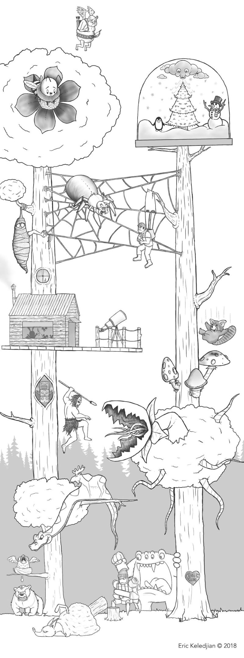 Парень нарисовал медведя и на протяжении 19 дней подселял к нему персонажей