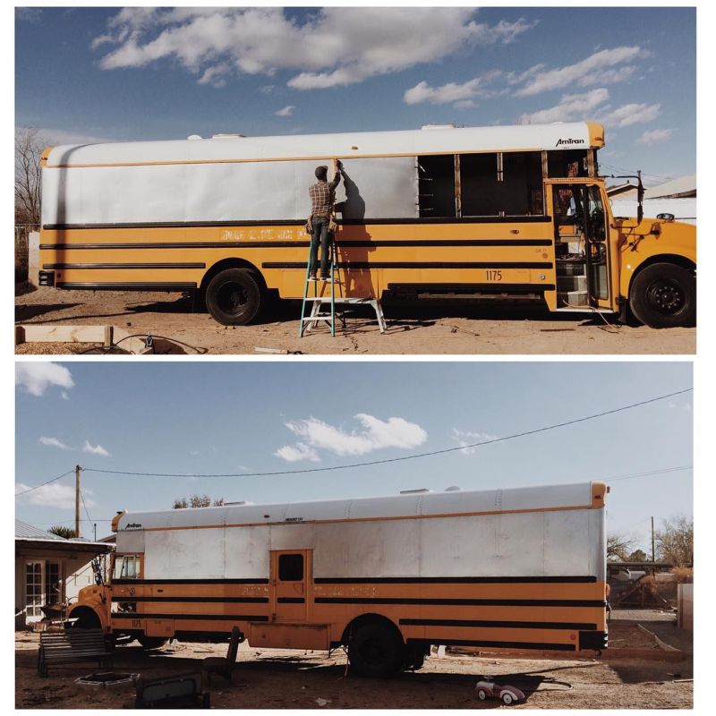 Кочевой дом из старого автобуса для семьи с тремя детьми