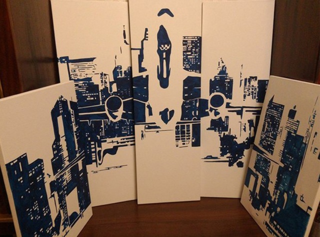 Необычный рисунок люминесцентными красками