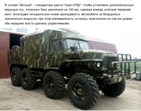 Четырехосный полноприводный вездеход «Иртыш» на базе «Урал-375Д»