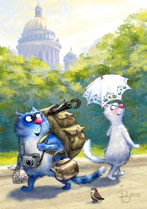 Синие мурлыки от российской художницы