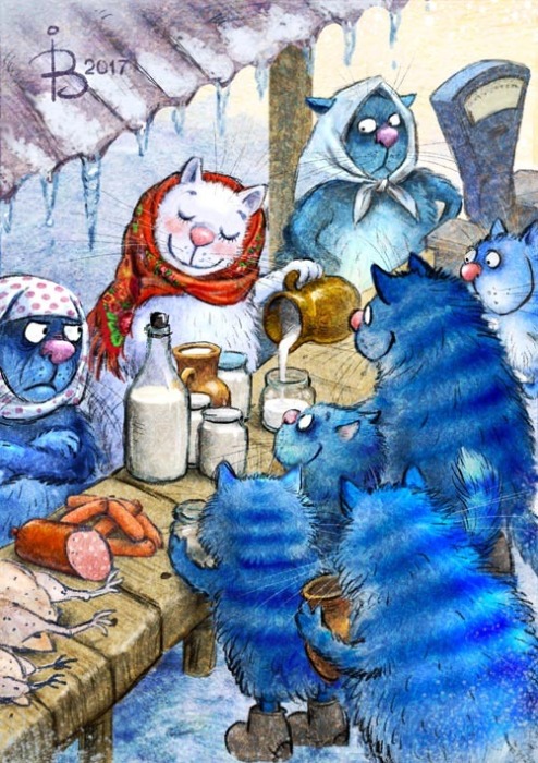 Синие мурлыки от российской художницы