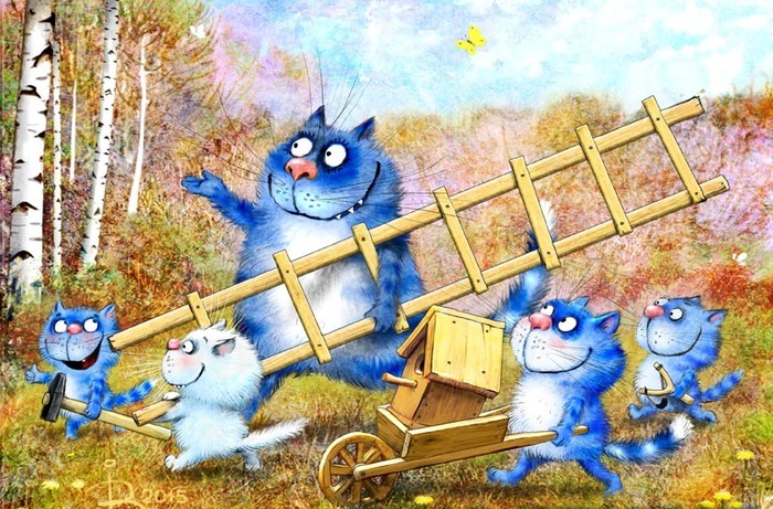 Синие мурлыки от российской художницы