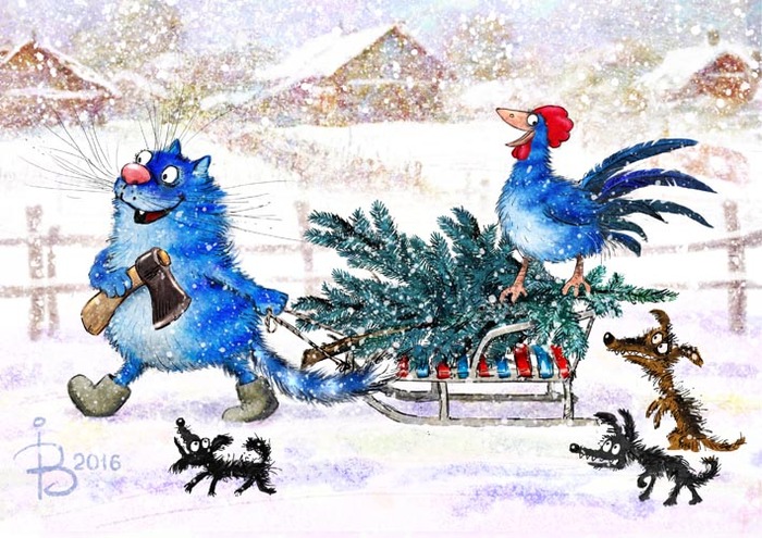 Синие мурлыки от российской художницы