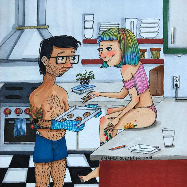 Отношения и супружеская жизнь в рисунках Аманды Олеандер