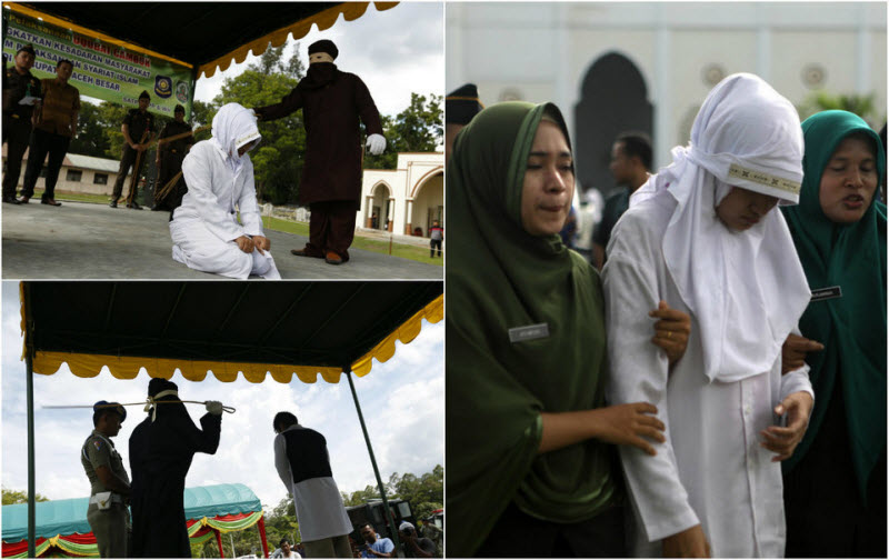 10 человек публично выпороли в Индонезийской провинции Ачех