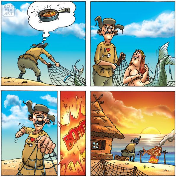 Веселые комиксы по мотивам сказок