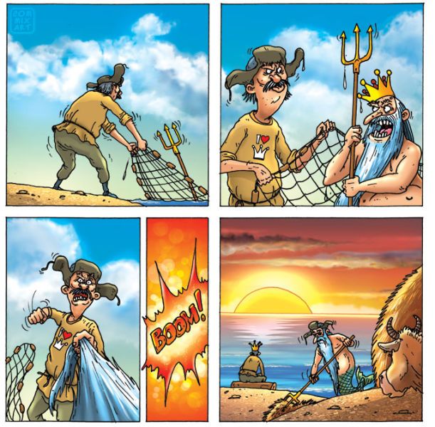 Веселые комиксы по мотивам сказок