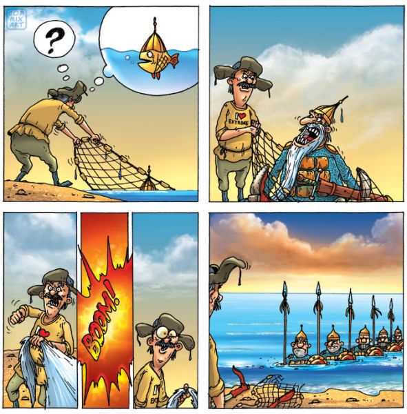 Веселые комиксы по мотивам сказок