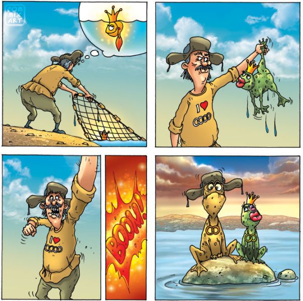 Веселые комиксы по мотивам сказок