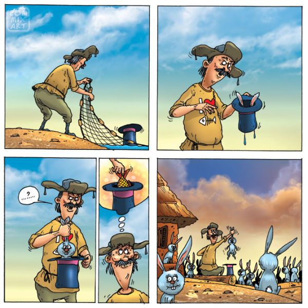 Веселые комиксы по мотивам сказок