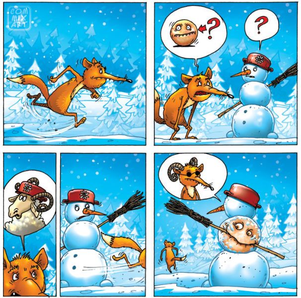 Веселые комиксы по мотивам сказок