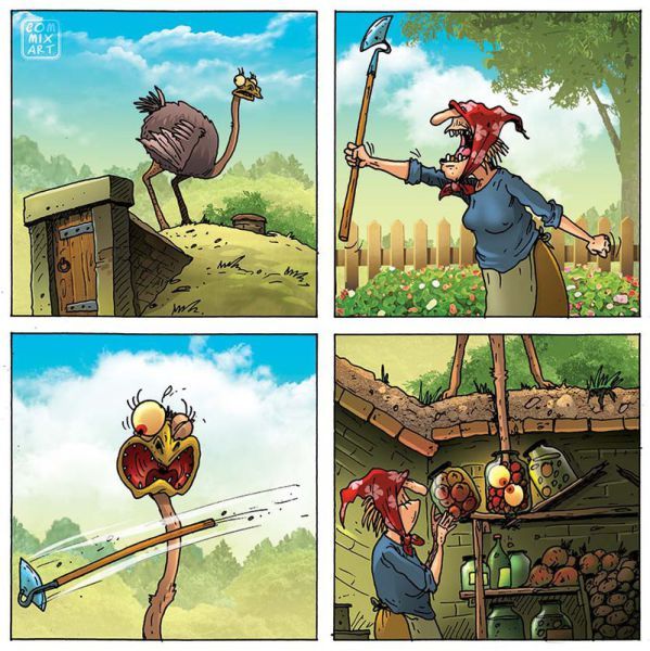 Веселые комиксы по мотивам сказок