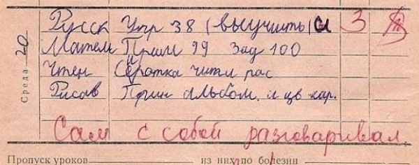 Учительские перлы из школьных дневников