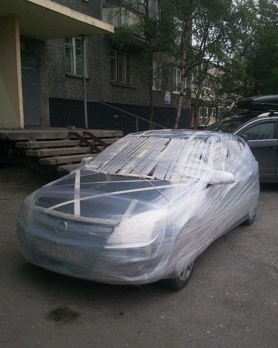 Защита авто на время отпуска (4 фото)