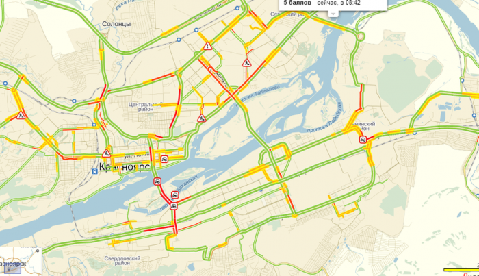Дождь спровоцировал несколько аварий и пробки в Красноярске