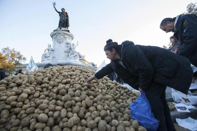  Невостребованный Россией картофель разбросан по Парижу и яблоки по Варшаве