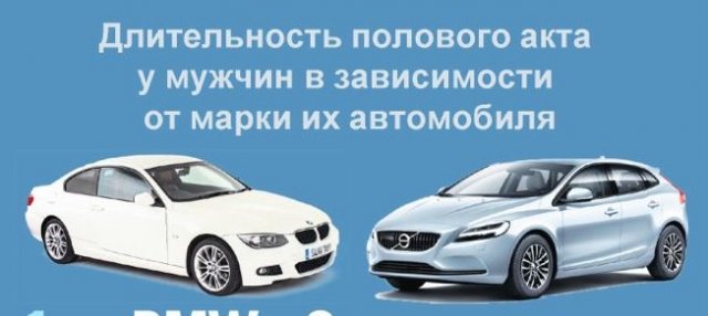 Длительность полового акта у мужчин в зависимости от марки автомобиля