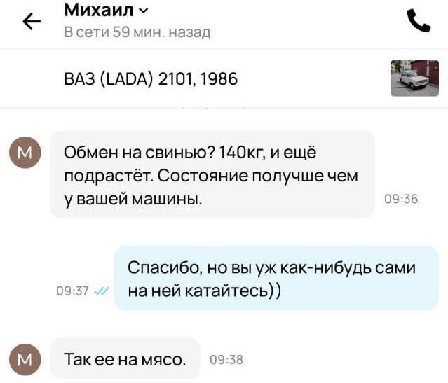 Что выбрать: ВАЗ 1986 года или свинью