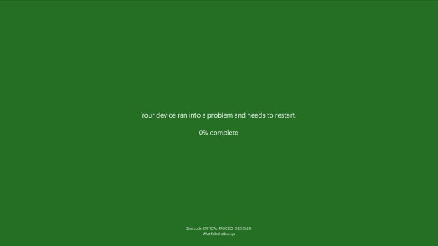 Microsoft заменит синий «экран смерти» на зелёный при критических сбоях системы
