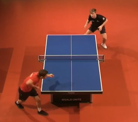 Очень крутой розыгрыш в настольном теннисе