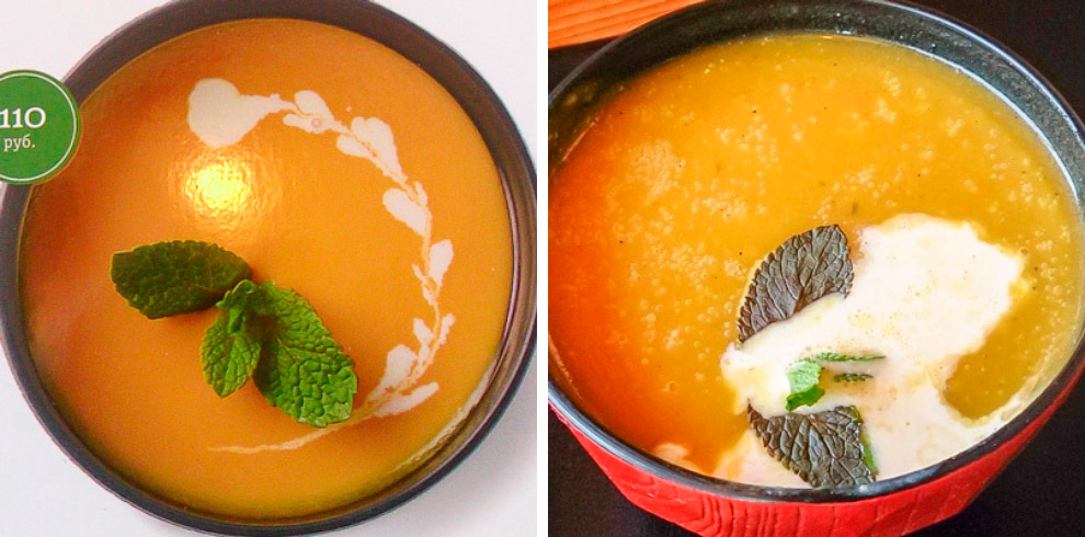 Еда в меню и на самом деле