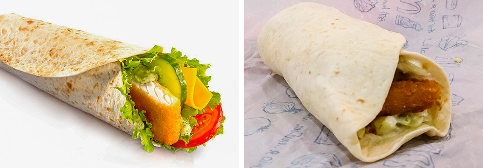 Еда в меню и на самом деле